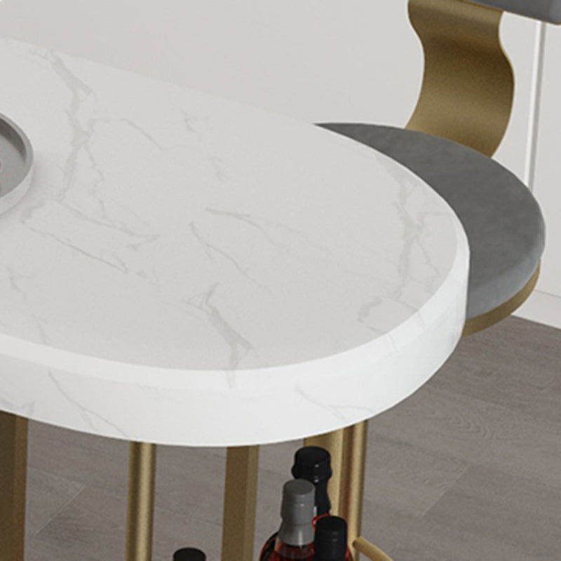 Marble Stone Indoor White Bistro Bar Table Storage Fixed Table Modern Counter Wine Table