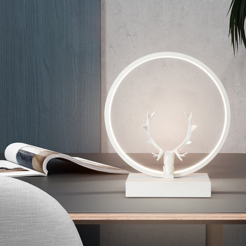 Metal Circle Table Lamp Nordic Antler Shape 1 Light Desk Lamp for Bedroom