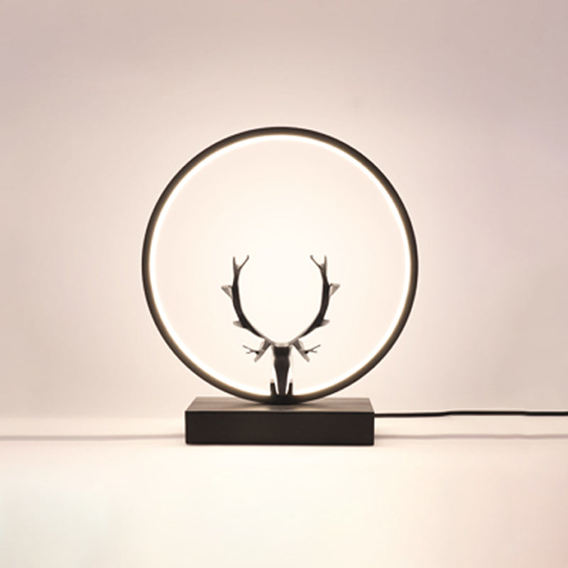 Metal Circle Table Lamp Nordic Antler Shape 1 Light Desk Lamp for Bedroom