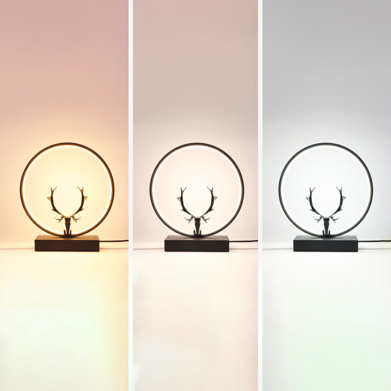 Metal Circle Table Lamp Nordic Antler Shape 1 Light Desk Lamp for Bedroom