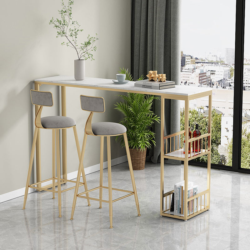 Glam -stijl 41.3 "H Bar Tabel Marmeren Wit Rechthoek Top Bistro Table voor woonkamer