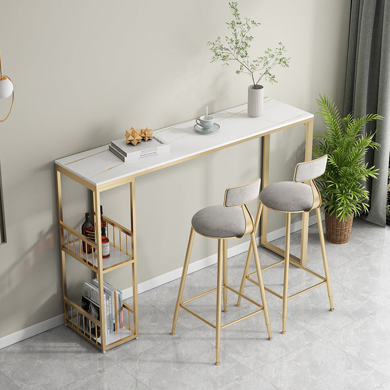 Glam -stijl 41.3 "H Bar Tabel Marmeren Wit Rechthoek Top Bistro Table voor woonkamer