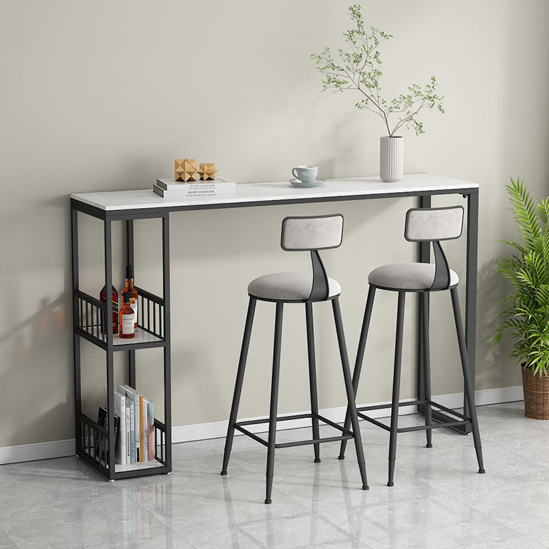 Glam -stijl 41.3 "H Bar Tabel Marmeren Wit Rechthoek Top Bistro Table voor woonkamer