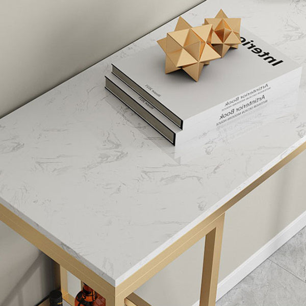 Glam -stijl 41.3 "H Bar Tabel Marmeren Wit Rechthoek Top Bistro Table voor woonkamer