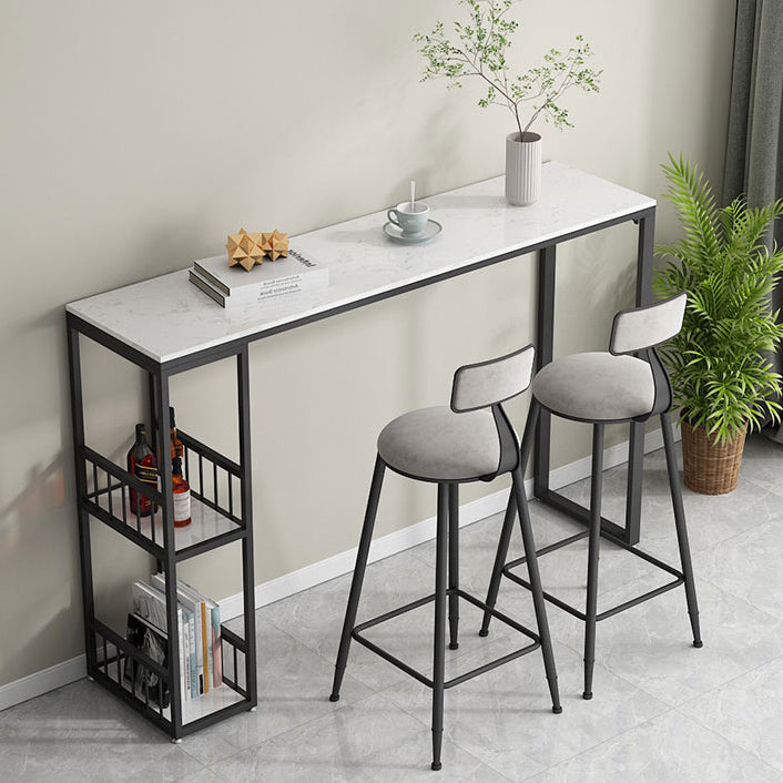 Glam -stijl 41.3 "H Bar Tabel Marmeren Wit Rechthoek Top Bistro Table voor woonkamer