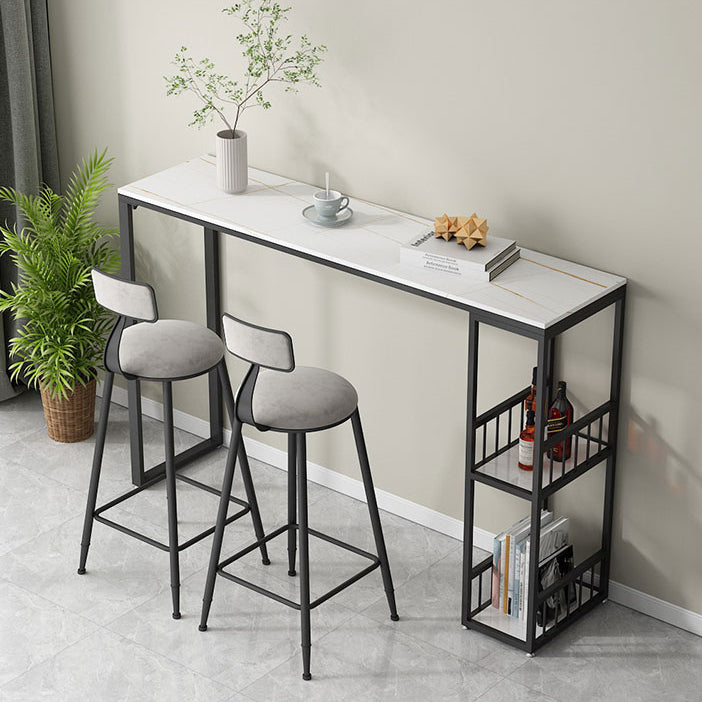 Glam -stijl 41.3 "H Bar Tabel Marmeren Wit Rechthoek Top Bistro Table voor woonkamer