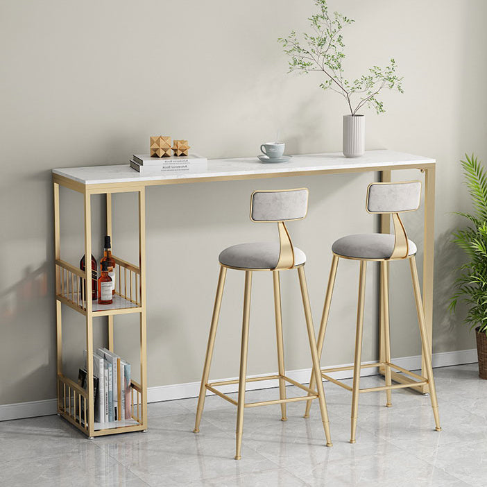 Glam -stijl 41.3 "H Bar Tabel Marmeren Wit Rechthoek Top Bistro Table voor woonkamer