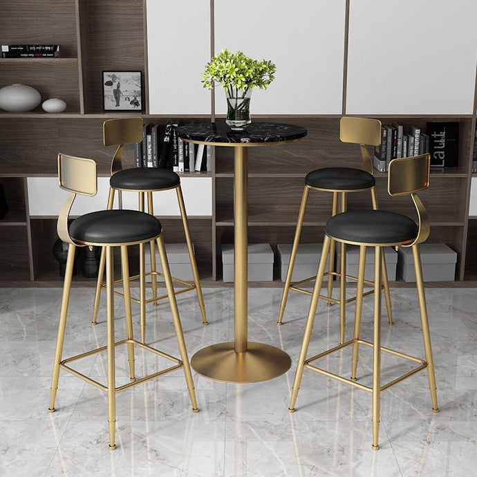 Mesa de barra de hierro dorada de estilo glamoroso mesa de bistro de mármol - 21.6 "w x 41.3" H