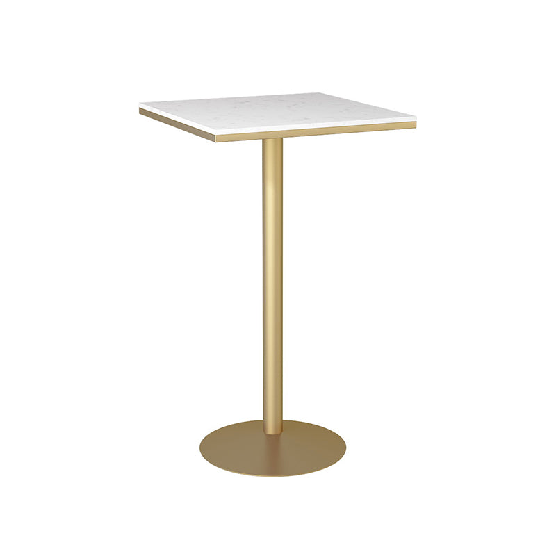 Glam -stijl gouden ijzeren balktafel marmeren top bistro tafel - 21.6 "w x 41.3" h h