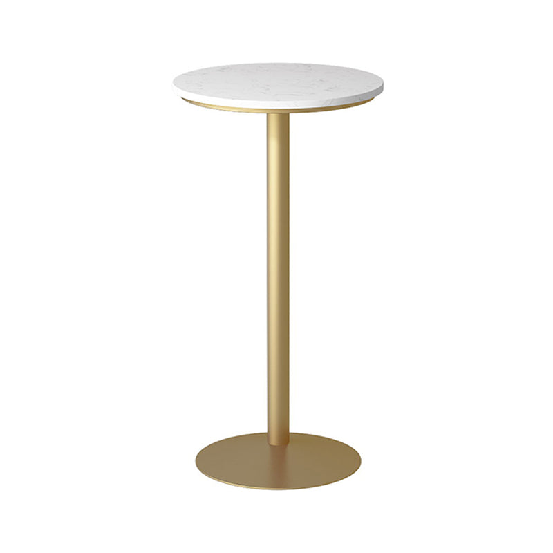 Glam -stijl gouden ijzeren balktafel marmeren top bistro tafel - 21.6 "w x 41.3" h h