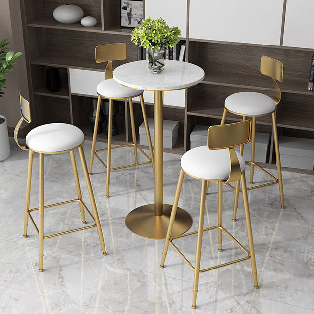 Glam -stijl gouden ijzeren balktafel marmeren top bistro tafel - 21.6 "w x 41.3" h h