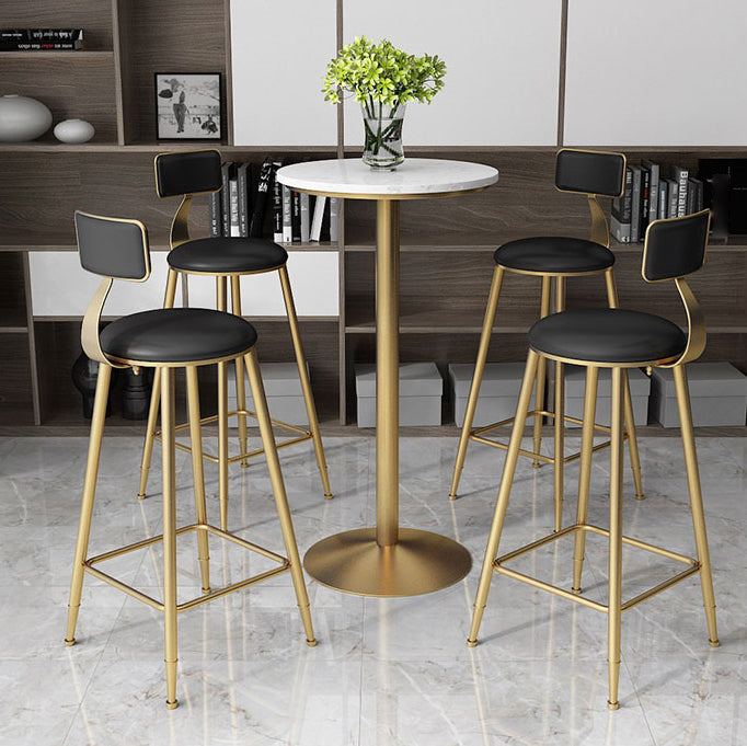 Glam -stijl gouden ijzeren balktafel marmeren top bistro tafel - 21.6 "w x 41.3" h h