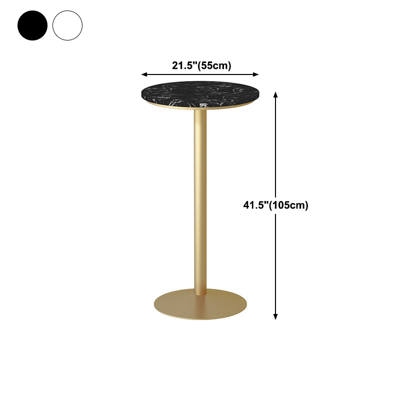 Glam -stijl gouden ijzeren balktafel marmeren top bistro tafel - 21.6 "w x 41.3" h h