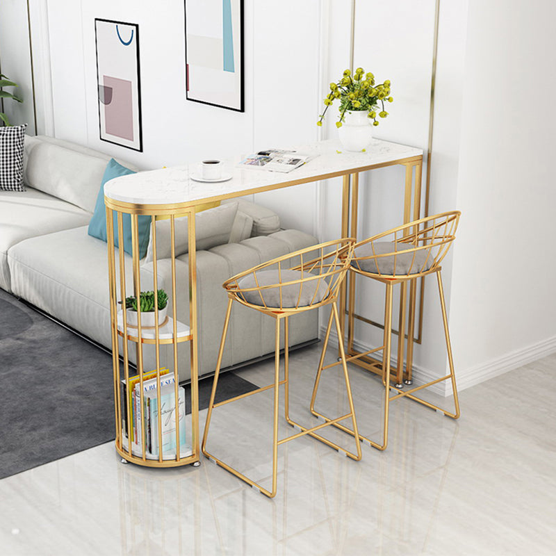 Glam Style Gold Iron Bar Tabel 41.3 "H Marble White Top Bistro Table voor woonkamer