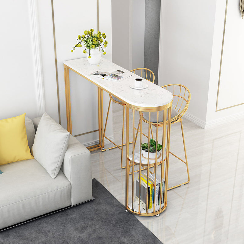 Glam Style Gold Iron Bar Tabel 41.3 "H Marble White Top Bistro Table voor woonkamer