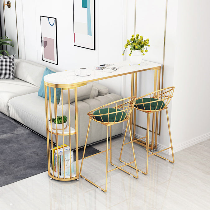 Glam Style Gold Iron Bar Tabel 41.3 "H Marble White Top Bistro Table voor woonkamer