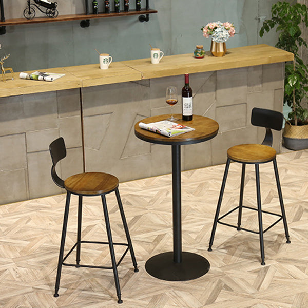 Industriële black metalen balktafel hout 21.6 "W top indoor voetstuk bistro tafel