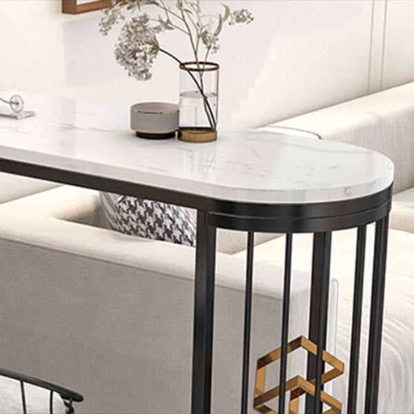 Glam White Marble Bar eettafel metalen dubbele voetstuk bistro tafel met schappen