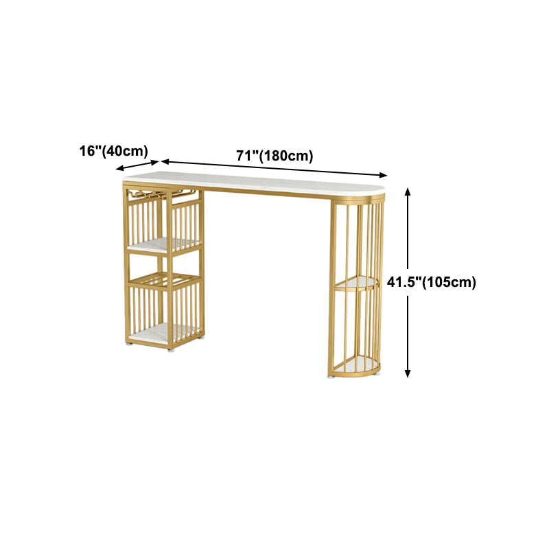 Glam White Marble Bar eettafel metalen dubbele voetstuk bistro tafel met schappen