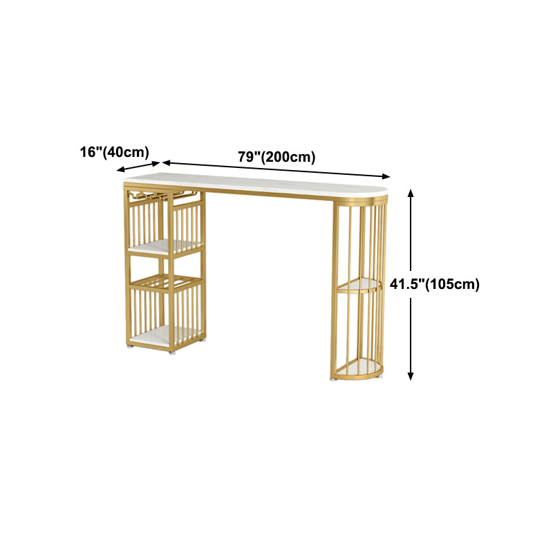 Glam White Marble Bar eettafel metalen dubbele voetstuk bistro tafel met schappen