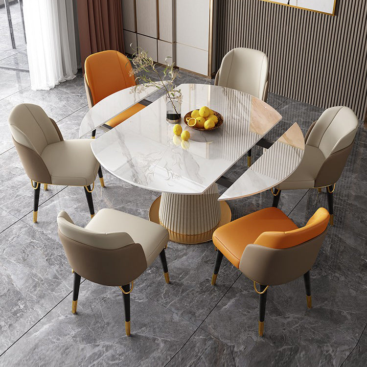 Sintered Stone Top Round Table for Restaurant Luxury Dining Table with Pedestal Base