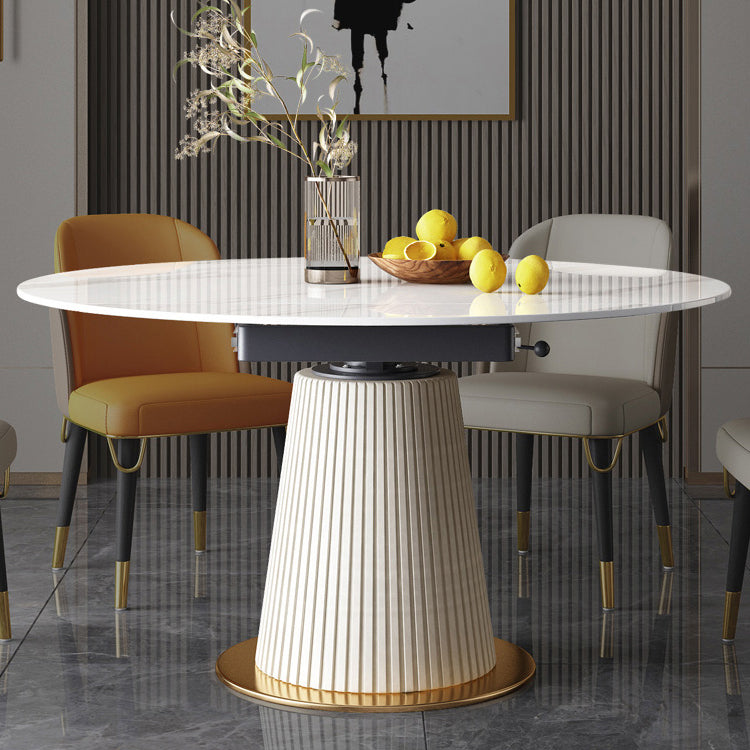 Sintered Stone Top Round Table for Restaurant Luxury Dining Table with Pedestal Base