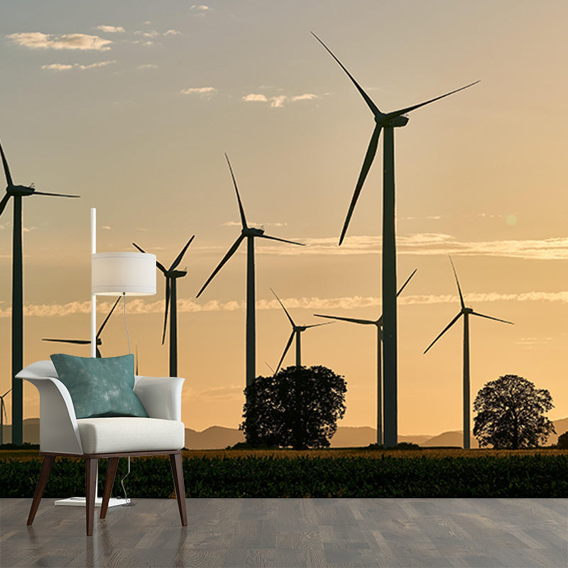 Windmill Horizontal Photography Mural Wallpaper Eco-friendly for Bedroom