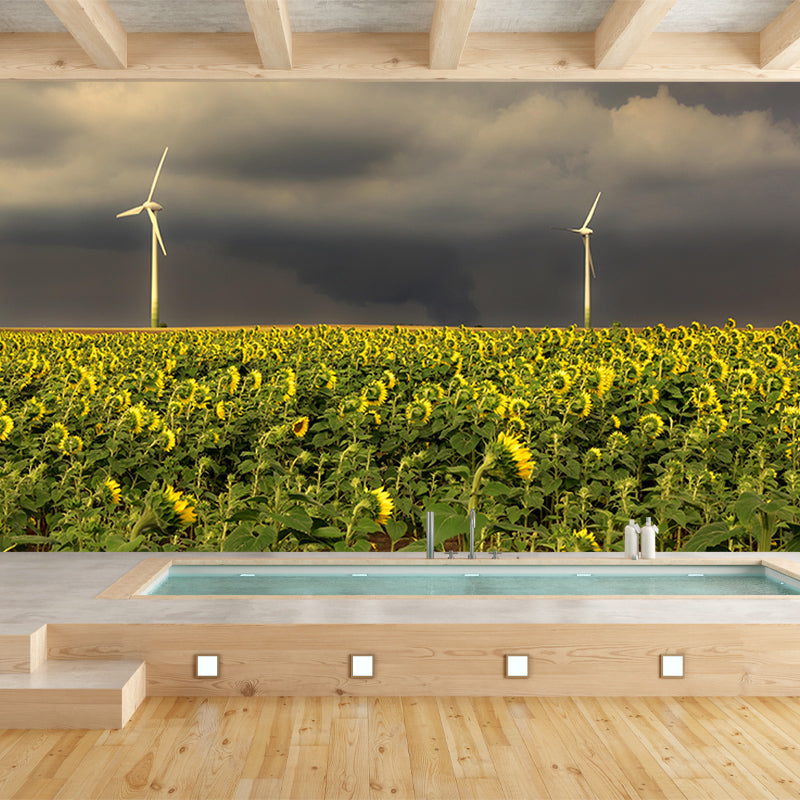 Windmill Horizontal Photography Mural Wallpaper Eco-friendly for Bedroom