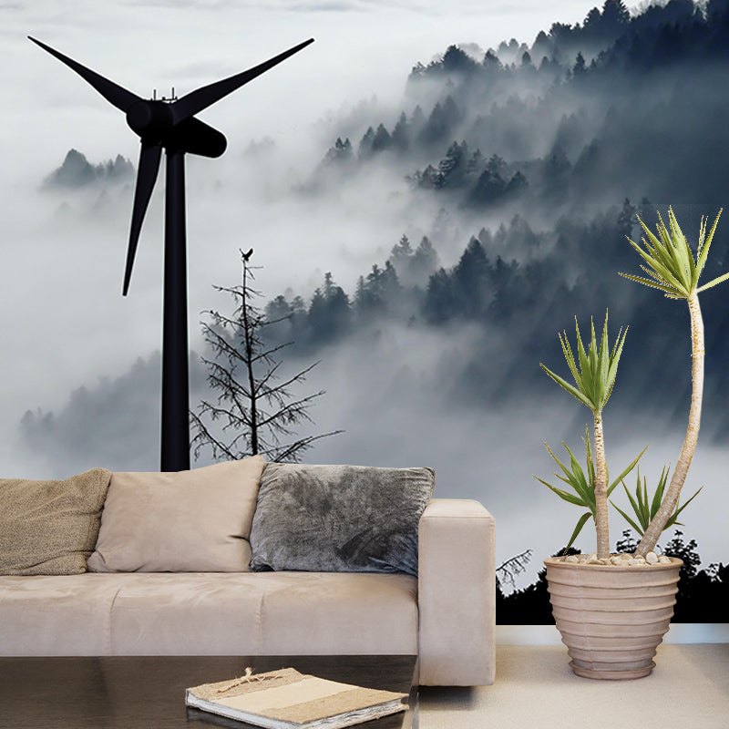 Horizontal Photography Windmill Mural Wallpaper Eco-friendly for Room