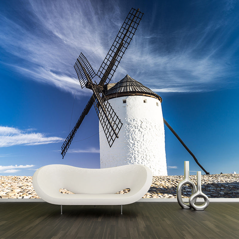 Windmill Photography Wall Mural Wallpaper Eco-friendly for Sitting Room