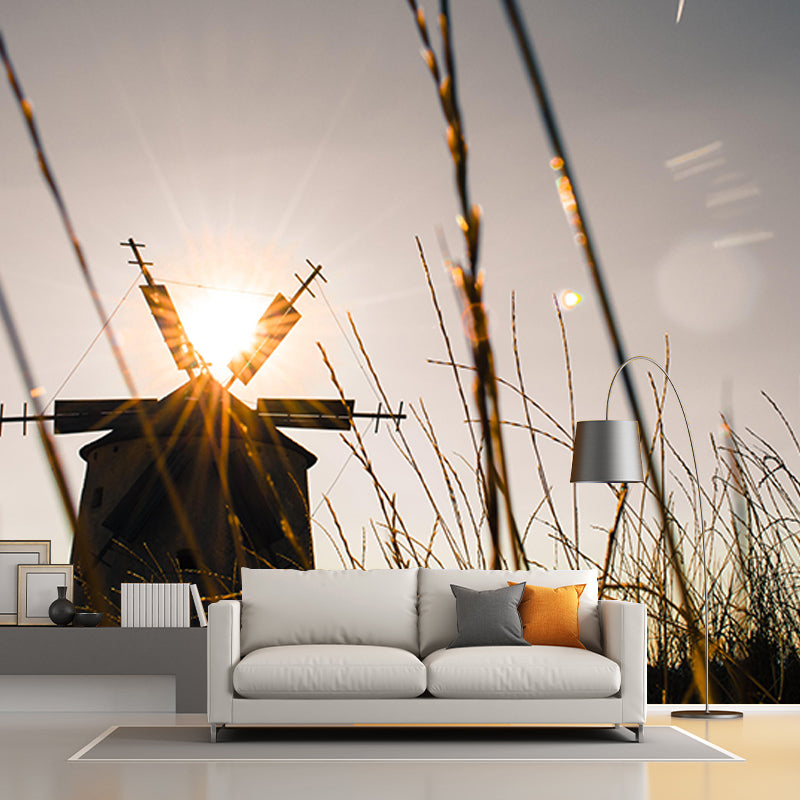 Customized Windmill Photography Mural Wallpaper Eco-friendly for Sitting Room