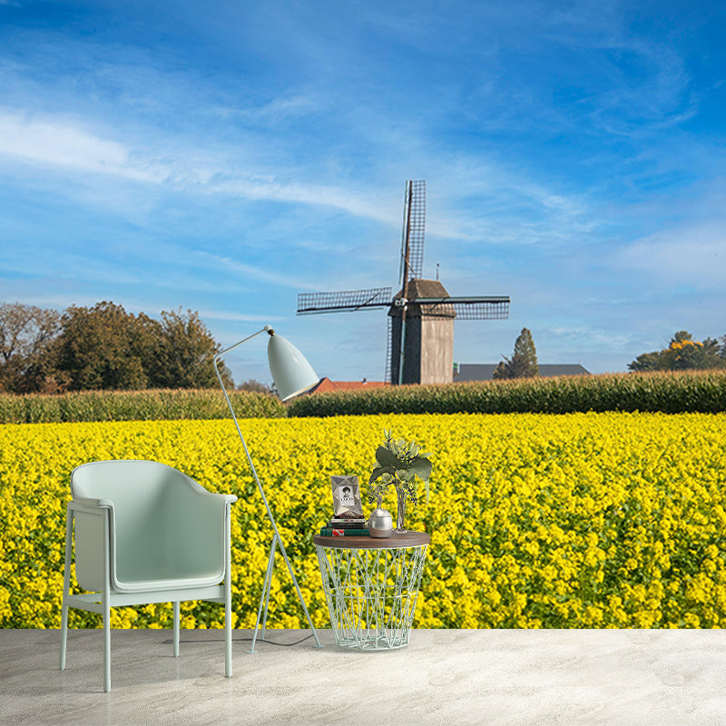 Customized Windmill Photography Mural Wallpaper Eco-friendly for Sitting Room