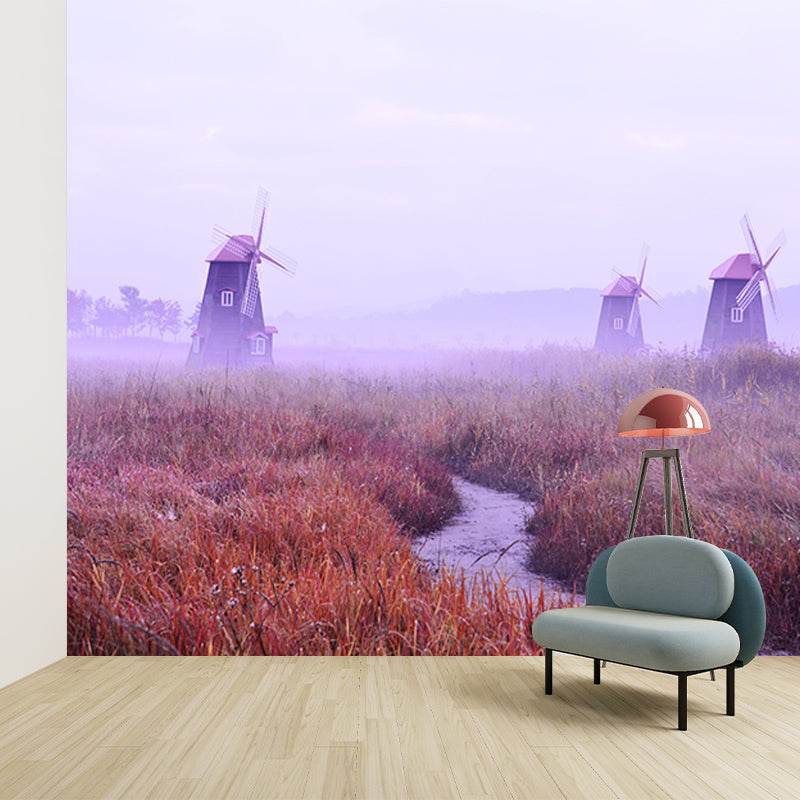 Photography Windmill Mural Wallpaper Eco-friendly for Sleeping Room