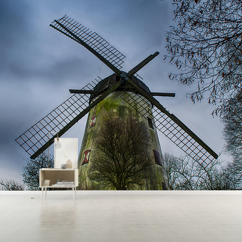 Photography Windmill Mural Wallpaper Eco-friendly for Sleeping Room