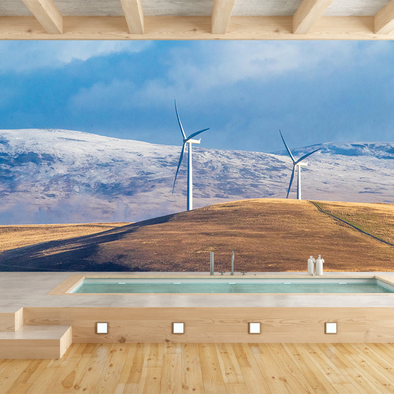 Horizontal Photography Windmill Wall Mural Wallpaper Eco-friendly for Sleeping Room