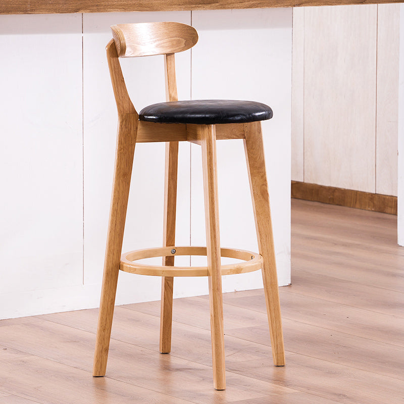 Contemporary Bar Stool Armless Wood Low Back Bar Stool with Footrest