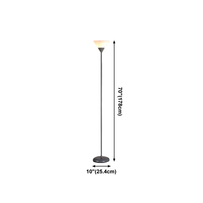 Graue konische Torchiere Lampe Nordic 1-Licht Metallbodenlicht für Schlafzimmer