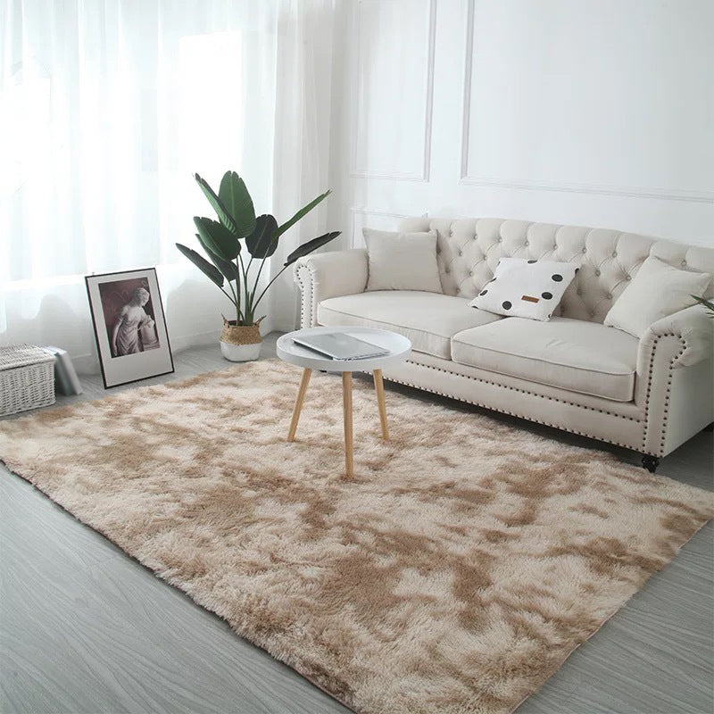 Plain Shag Carpet Polyester Indoor Rug Non-Slip Backing Rug for Bedroom Decoration