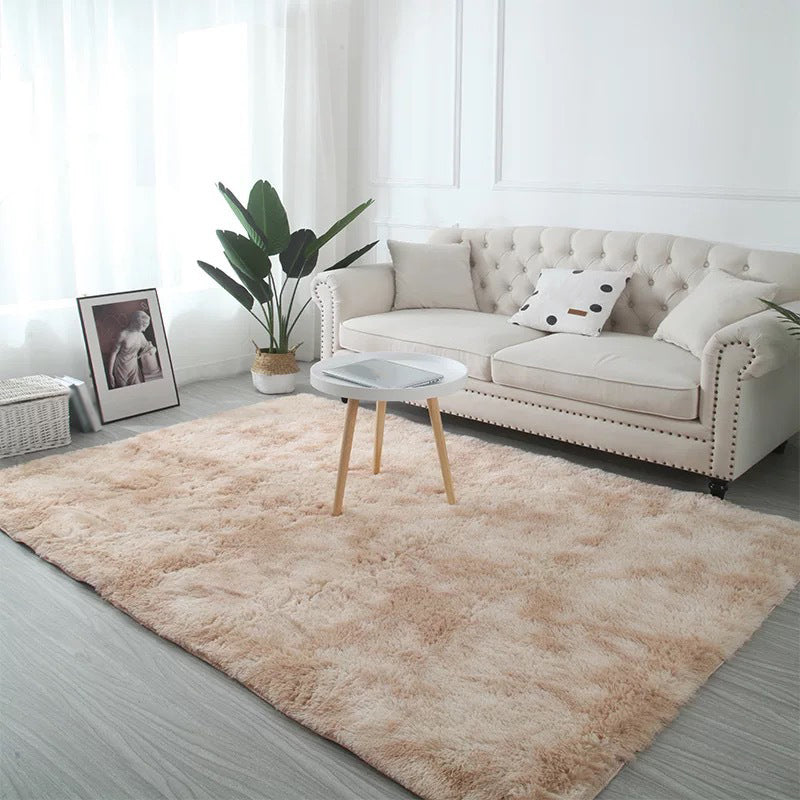 Plain Shag Carpet Polyester Indoor Rug Non-Slip Backing Rug for Bedroom Decoration