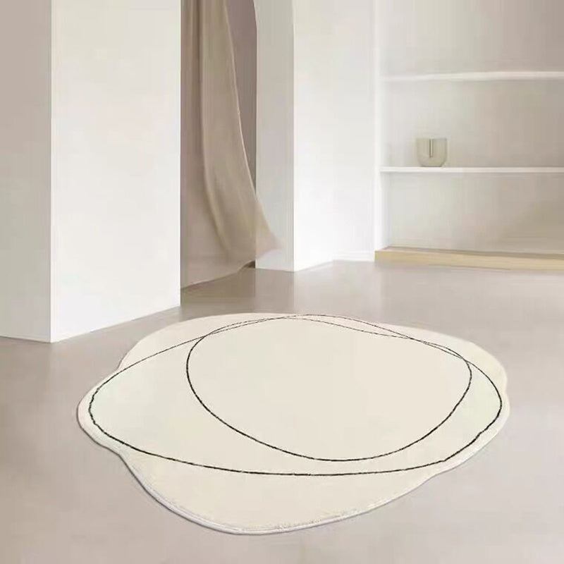 Tapis de ligne irrégulière blanc tapis lavable décontracté en polyester pour décoration domestique