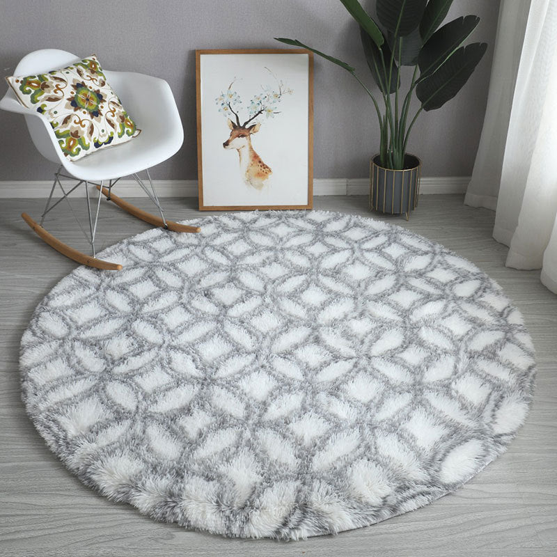 Simple Geometric Round Rug Indoor Rug Easy Care Pet Friendly Carpet for Bedroom