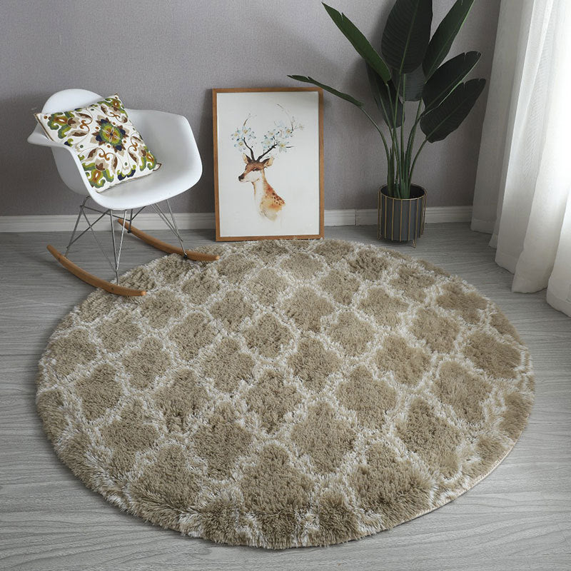 Simple Geometric Round Rug Indoor Rug Easy Care Pet Friendly Carpet for Bedroom