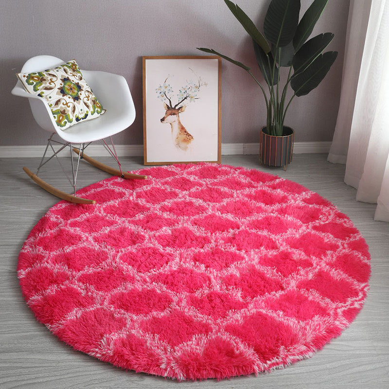 Simple Geometric Round Rug Indoor Rug Easy Care Pet Friendly Carpet for Bedroom