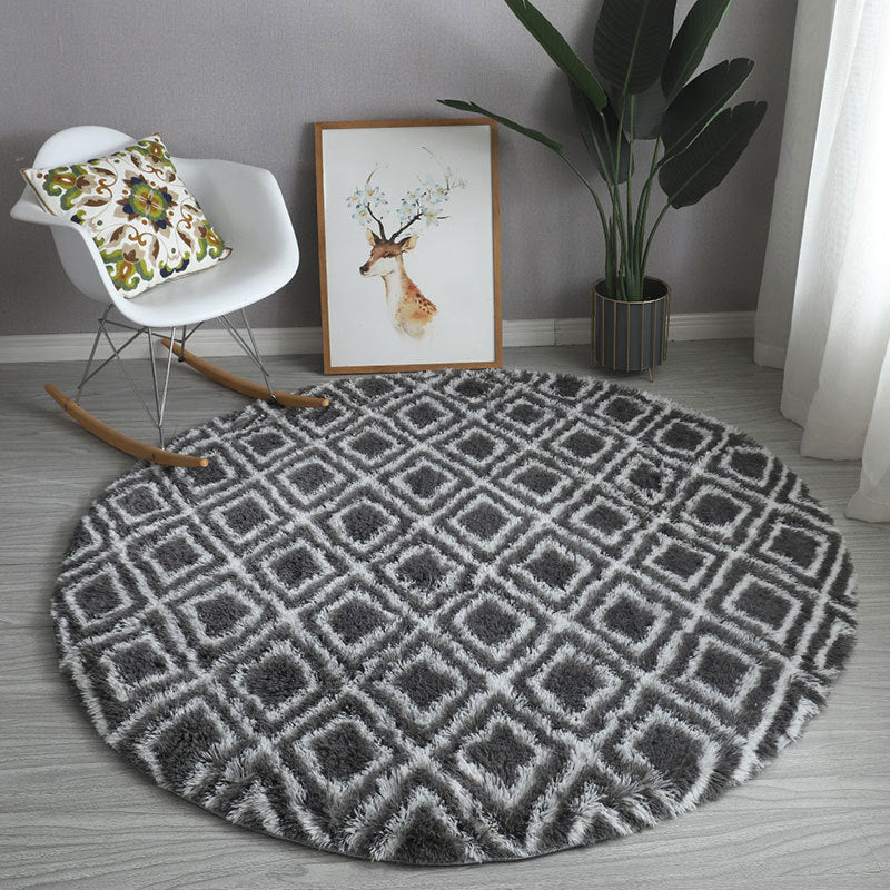 Simple Geometric Round Rug Indoor Rug Easy Care Pet Friendly Carpet for Bedroom