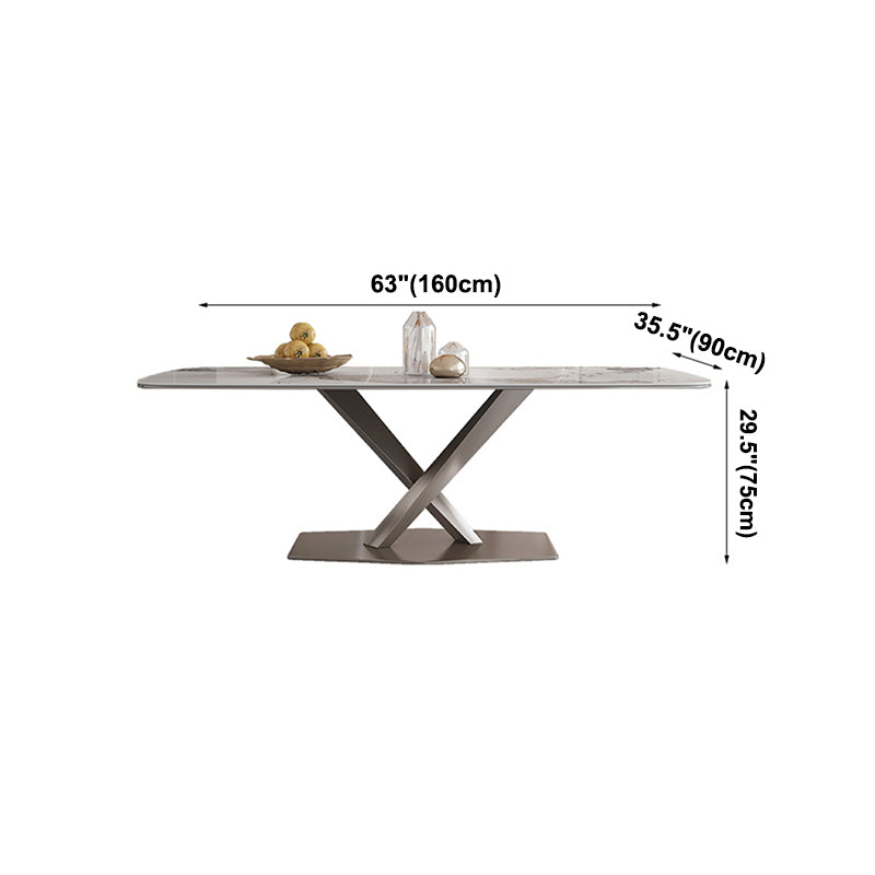 Table à manger en pierre fritrée de luxe avec piédestal en métal