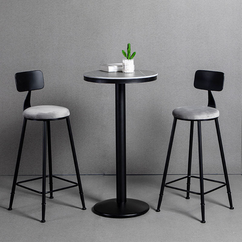 Industrial Style Marble Cocktail Bar Table Black Metal Base Bar Table