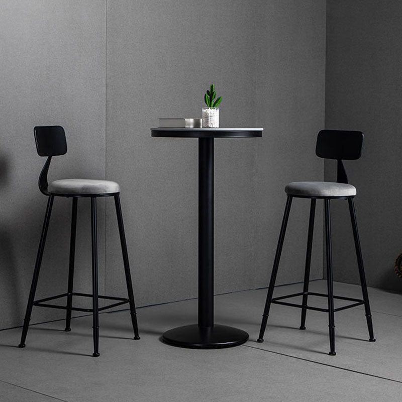 Industrial Style Marble Cocktail Bar Table Black Metal Base Bar Table