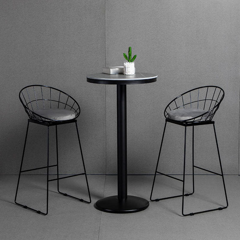 Industrial Style Marble Cocktail Bar Table Black Metal Base Bar Table