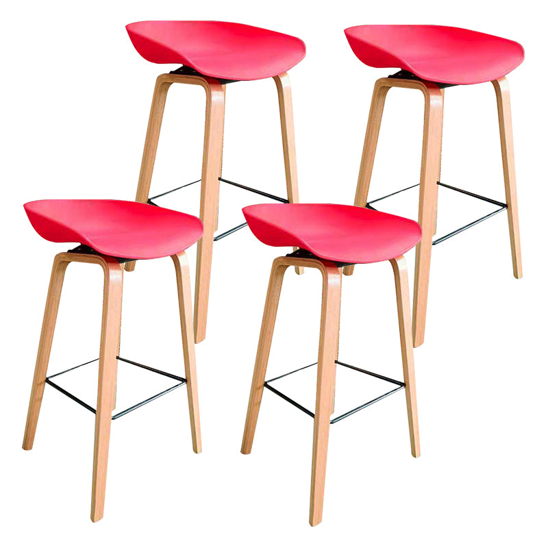 Tabouret de comptoir en plastique moderne Tabouret de pied à bas du dossier bas de seau de bar au café avec des pattes en bois