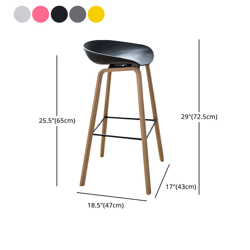 Tabouret de comptoir en plastique moderne Tabouret de pied à bas du dossier bas de seau de bar au café avec des pattes en bois